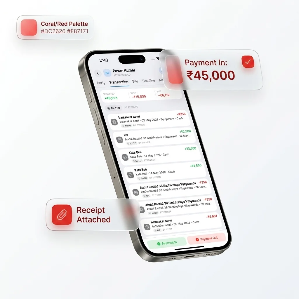 InteriorOS Project Transactions Screen